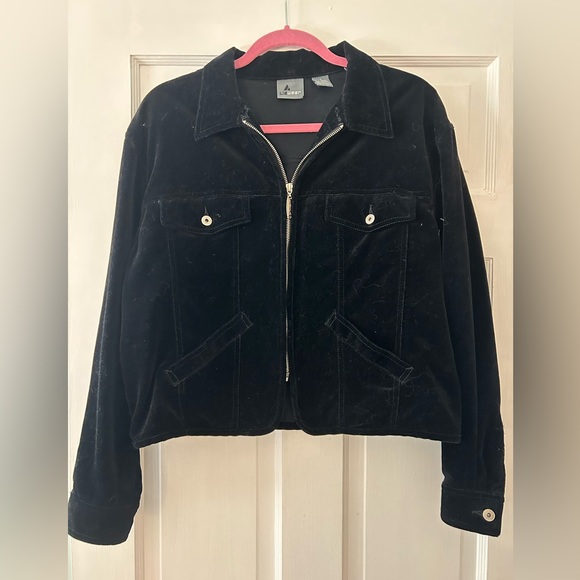 Liz Claiborne Jackets & Coats Vintage Black Velvet Jean Jacket